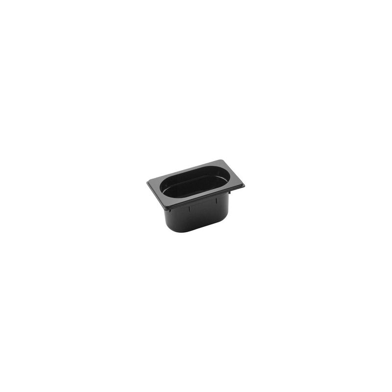 POLYCARBONATE BLACK GASTRONORM PAN-1/9 SIZE 100mm0.8lt (*PC-19100BK*) = PACK OF 6 X EACHES