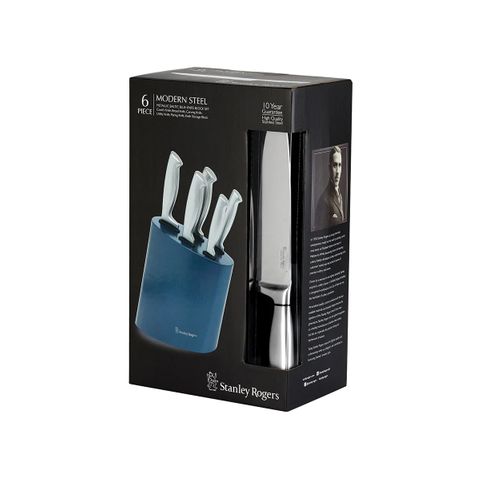 STANLEY ROGERS MODERN STEEL METALLIC BALTIC BLUE KNF BLK 6PC (*SR41419*) = PACK OF 4 X EACHES