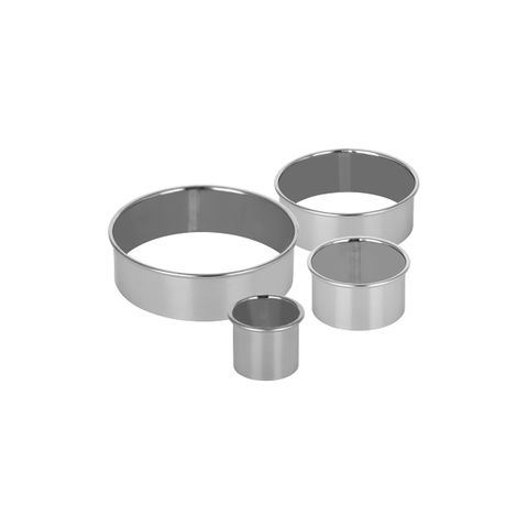 CHEF INOX CUTTER SET 4pc ROUND PLAIN S/S 38-110x30mm (*01440*) = PACK OF 12 X SETS