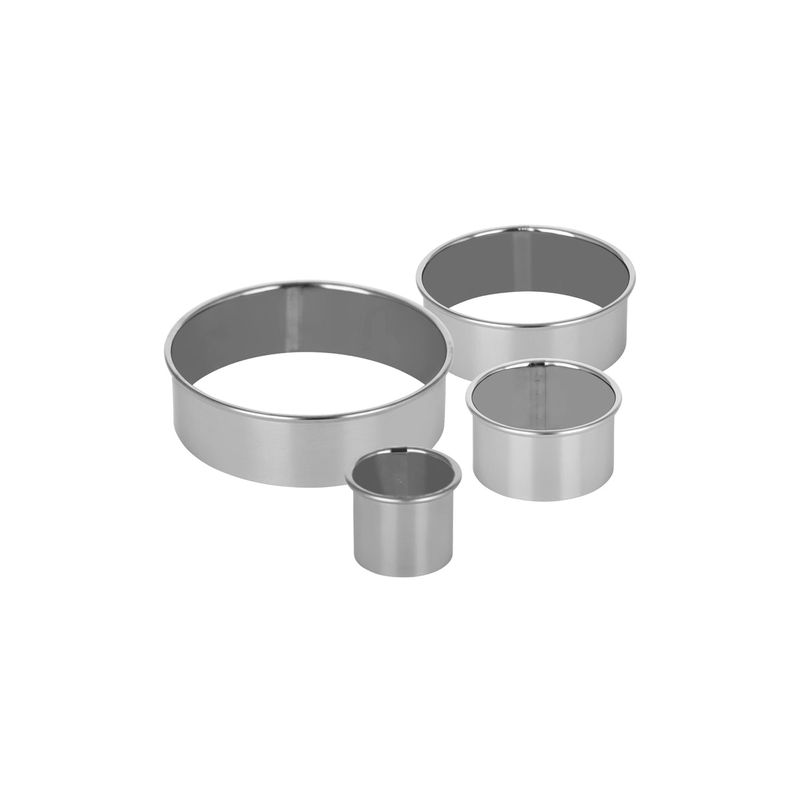 CHEF INOX CUTTER SET 4pc ROUND PLAIN S/S 38-110x30mm (*01440*) = PACK OF 12 X SETS