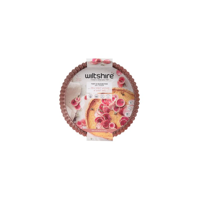 WILTSHIRE TART PAN-RND FLUTED ROSE GOLD 240x35mm L/BASE N/S (*WLT40826*) = PACK OF 6 X EACHES