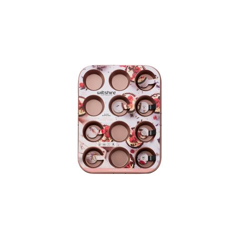 WILTSHIRE MUFFIN PAN-12 CUP ROSE GOLD NON-STICK (*WLT40756*) = PACK OF 6 X EACHES