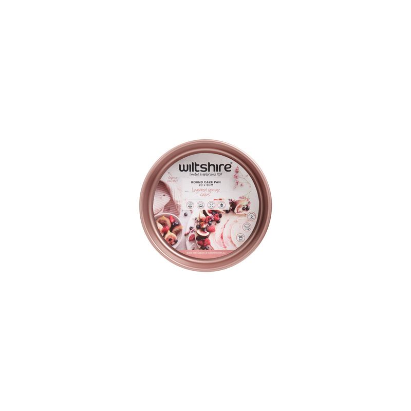 WILTSHIRE CAKE PAN-ROUND ROSE GOLD 200x50mm NON-STICK (*WLT40592*) = PACK OF 6 X EACHES