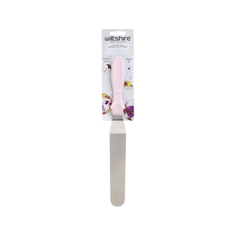 WILTSHIRE ANGLED SPATULA-S/S 325mm w/PINK HANDLE (*WLT40373*) = PACK OF 6 X EACHES