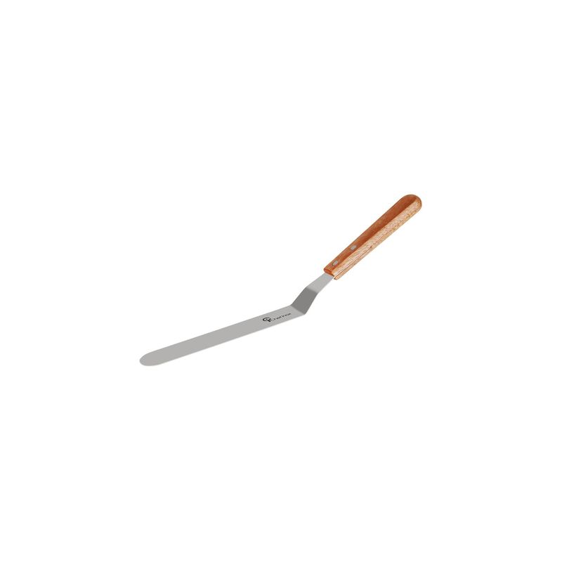 CHEF INOX SPATULA CRANKED S/S w/WOODEN HDL 200x30mm 8"/330mm (*22308*) =  1 X EACH