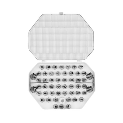CHEF INOX DECORATING TUBE SET 52pc NICKLE PLATED (*00783*) =  1 X SET