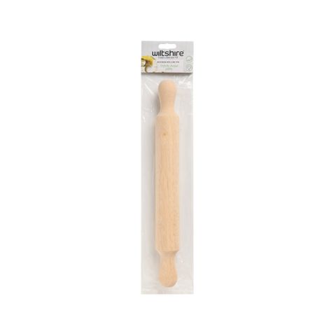 WILTSHIRE ROLLING PIN-RUBBERWOOD 380mm w/HANDLES (*WLT43182*) = PACK OF 6 X EACHES