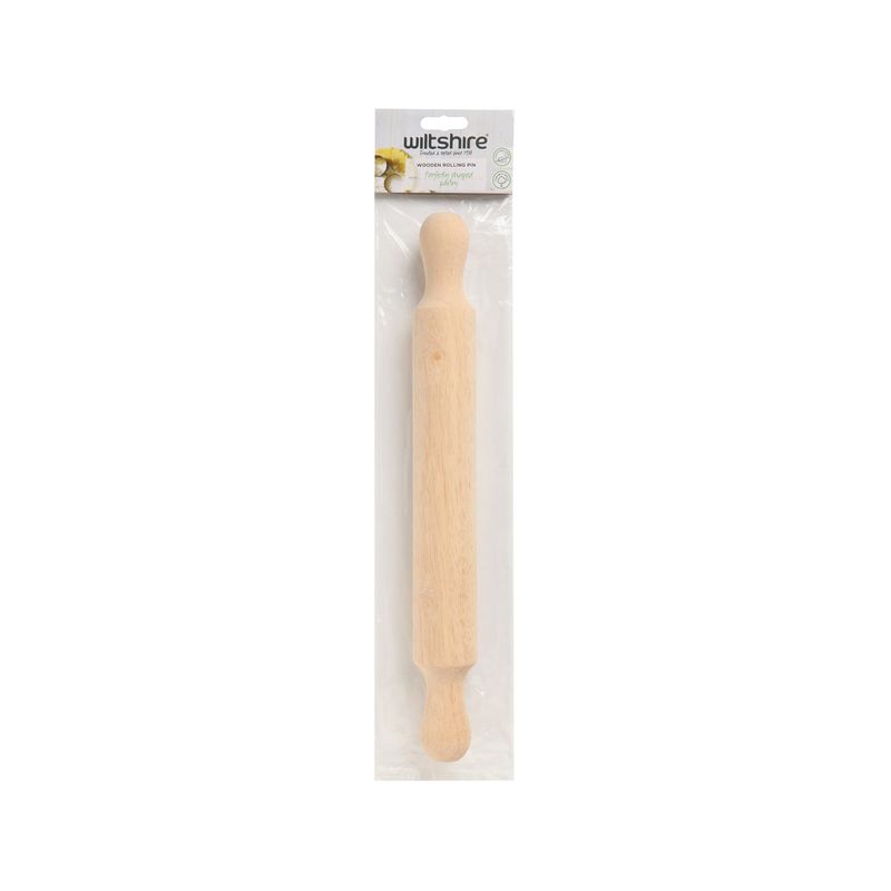 WILTSHIRE ROLLING PIN-RUBBERWOOD 380mm w/HANDLES (*WLT43182*) = PACK OF 6 X EACHES