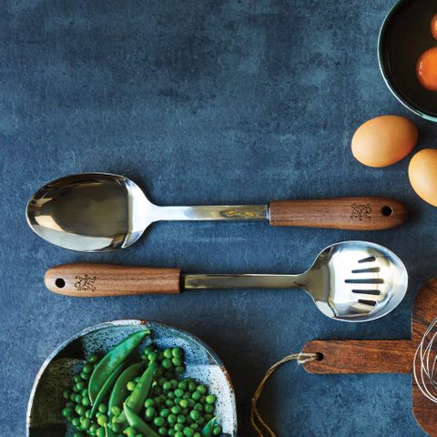 STANLEY ROGERS SOLID SPOON-S/S w/BLACK WALNUT HANDLE (*SR44040*) = PACK OF 8 X EACHES
