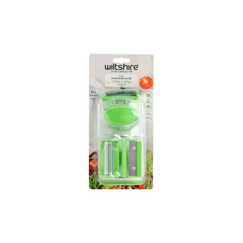 WILTSHIRE MINI 3 IN 1 MANDOLINE SLICER & PEELER (*WLT43844*) = PACK OF 3 X EACHES