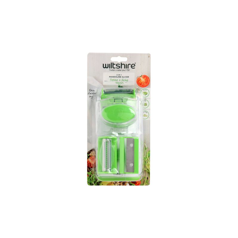 WILTSHIRE MINI 3 IN 1 MANDOLINE SLICER & PEELER (*WLT43844*) = PACK OF 3 X EACHES