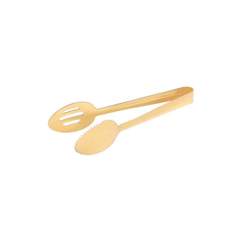 TABLEKRAFT SPOON TONGS 1 SIDE SLOTTED 1pc GOLD 245mm (*70274-G*) =  1 X EACH