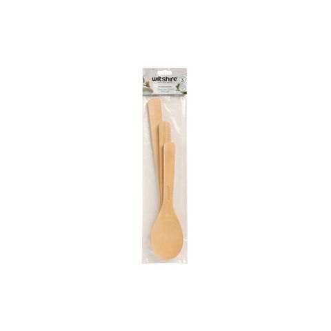 WILTSHIRE BEECHWOOD SPOONS 3PC SET 250/300/350mm (*WLT43163*) = PACK OF 6 X SETS