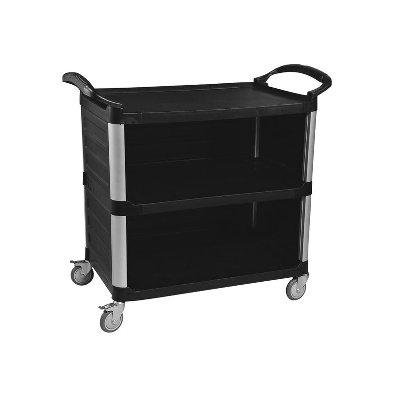 JIWINS SERVICE CART w/PANEL BLACK PP/ALUM 980x530x930mm (*JW-SED*) =  1 X EACH