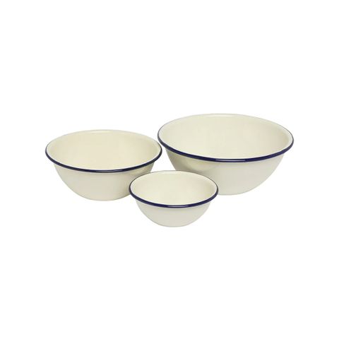 WILTSHIRE MIXING BOWL-ENAM BLUE RIM 3PC SET (*WLT43557*) = PACK OF 2 X SETS
