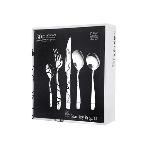 STANLEY ROGERS AMSTERDAM 30PC CUTLERY SET (*SR50614*) = PACK OF 4 X SETS