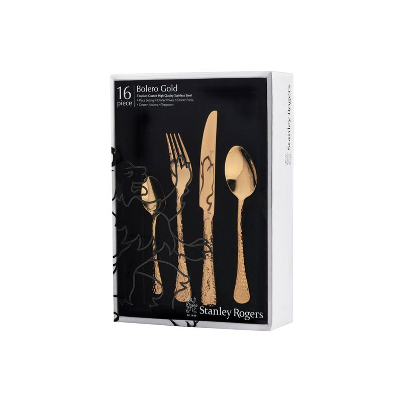 STANLEY ROGERS BOLERO GOLD 16PC CUTLERY SET (*SR50858*) = PACK OF 4 X SETS