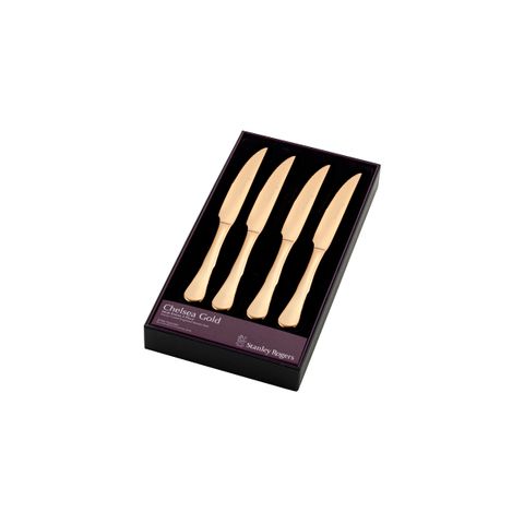 STANLEY ROGERS CHELSEA GOLD STEAK KNIVES 4PC SET (*SR50845*) = PACK OF 6 X SETS