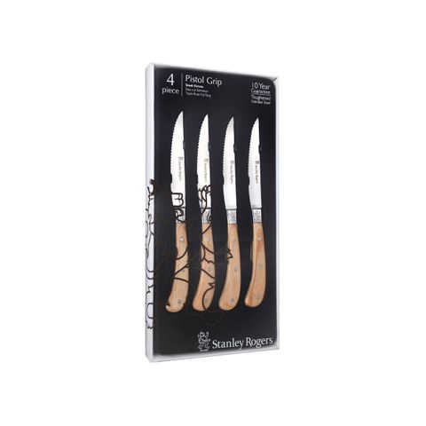 STANLEY ROGERS PISTOL GRIP STEAK KNIFE SET DISTRESS 4pc230mm (*SR50749*) = PACK OF 4 X SETS