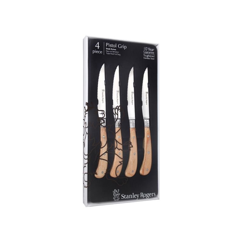STANLEY ROGERS PISTOL GRIP STEAK KNIFE SET DISTRESS 4pc230mm (*SR50749*) = PACK OF 4 X SETS