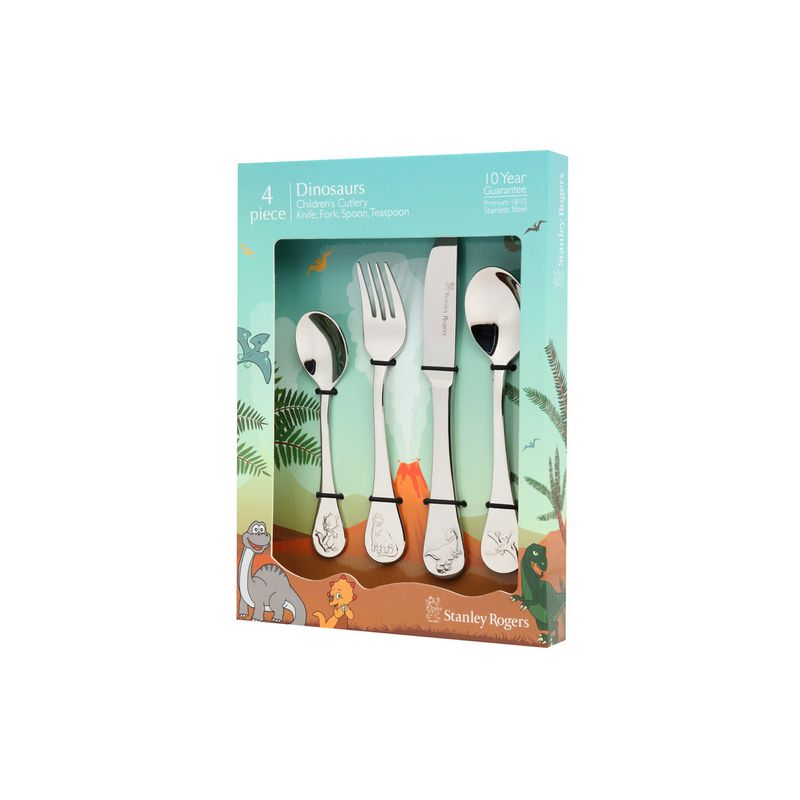 STANLEY ROGERS CHILDRENS CUTLERY DINOSAURS 4PC SET (*SR50744*) = PACK OF 4 X SETS