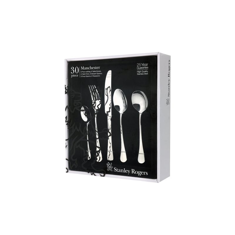 STANLEY ROGERS MANCHESTER 30PC CUTLERY SET (*SR50550*) = PACK OF 6 X SETS