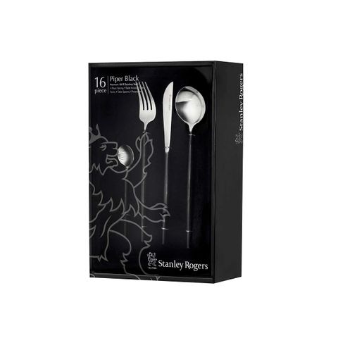 STANLEY ROGERS PIPER  BLACK CUTLERY SET 16pc (*SR50753*) = PACK OF 4 X SETS