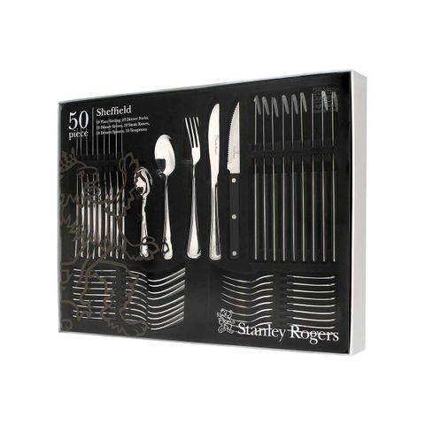 STANLEY ROGERS SHEFFIELD 50PC CUTLERY SET (*SR50439*) = PACK OF 6 X SETS