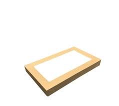 Extra Small Brown Cardboard Catering Box Lids with Window TRAY 1 259mm(L) x 156mm(W) x 30mm(H) - PACK=10 / BOX=100