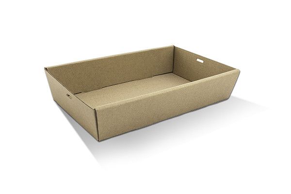 Medium Brown Cardboard Catering Boxes TRAY 2 359mm(L) x 252mm(W) x 80mm(H) - PACK=10 / BOX=100
