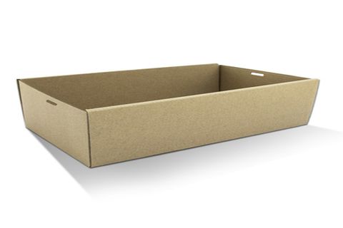 Large Brown Cardboard Catering Boxes TRAY 3 558mm(L) x 252mm(W) x 80mm(H) - PACK=10 / BOX=50