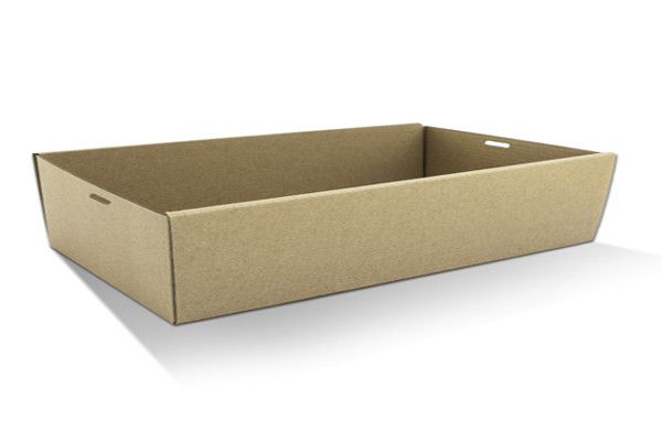 Large Brown Cardboard Catering Boxes TRAY 3 558mm(L) x 252mm(W) x 80mm(H) - PACK=10 / BOX=50