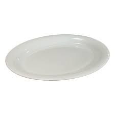 White Plastic Oval Platter 19" / 480mm Diameter - EACH=1 / BOX=48 ***CLEARANCE***