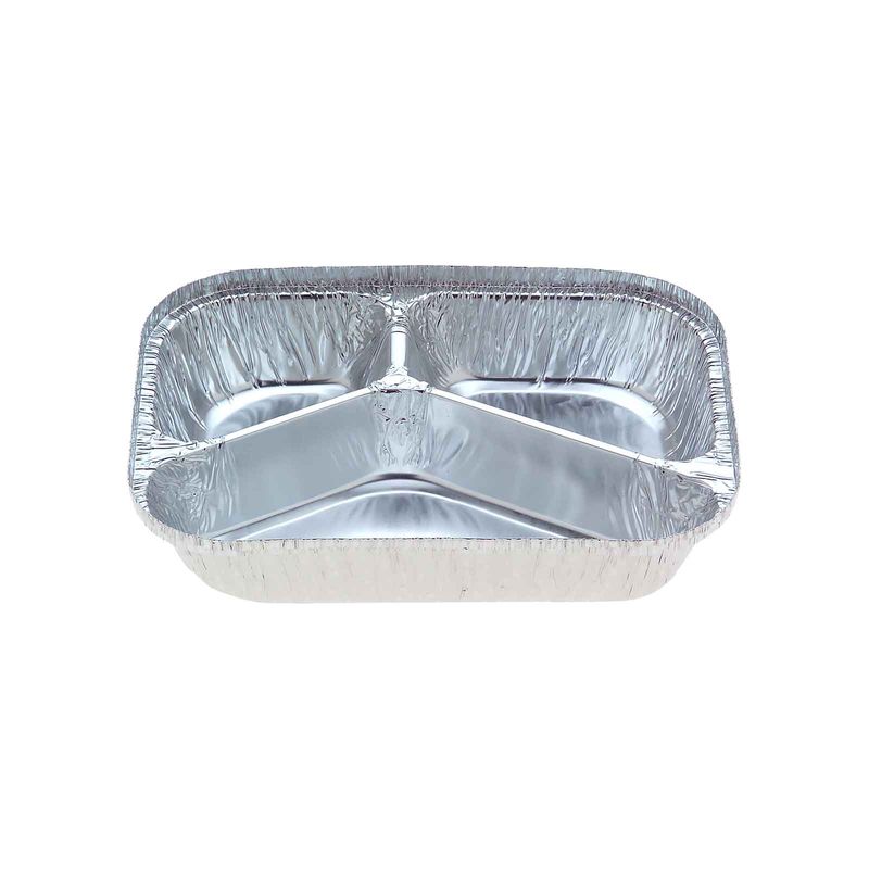 Medium 3 Cavity Meal Foil Tray 700ml 205mm(L) x 155mm(W) x 34mm(H) (7420) - Box of 500