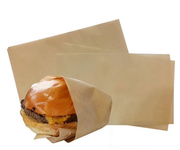 Brown / Natural Unbleached Lunchwrap Greaseproof Paper 2 Cut 330mm(W) x 440mm(L) - Packet of 800