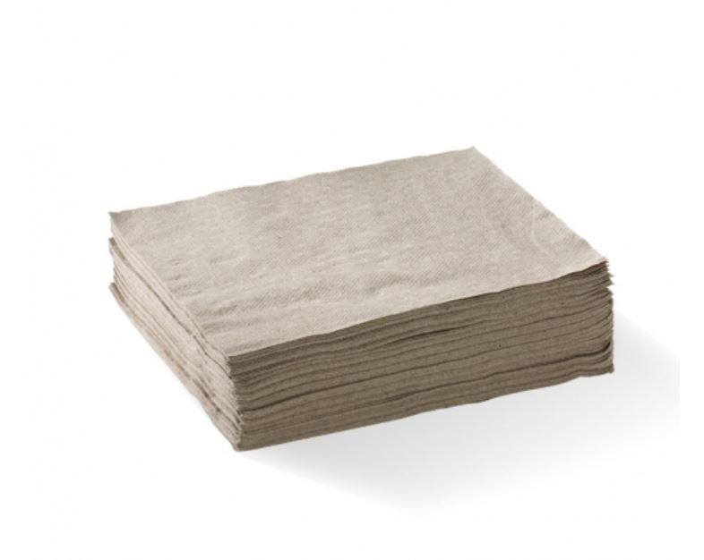 Natural / Brown 1 Ply 1/4 Fold Luncheon Serviettes 300mm x 300mm - Box of 3,000