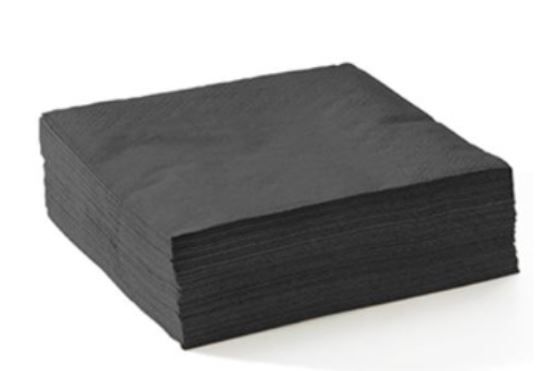 Black 2 Ply Cocktail Serviettes Corner Embossed 240mm x 240mm - Box of 2,000