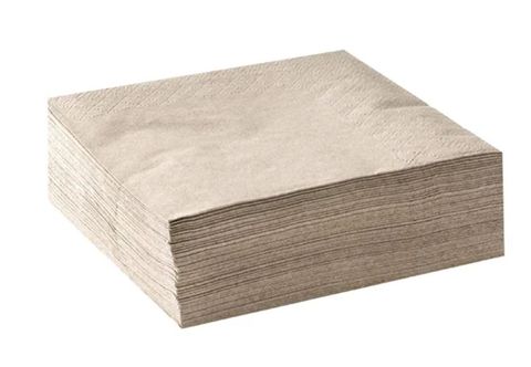 Natural / Brown 2 Ply Cocktail Serviettes Corner Embossed 240mm x 240mm - Box of 2,000