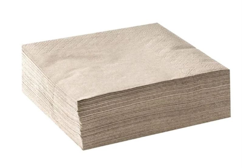 Natural / Brown 2 Ply Cocktail Serviettes Corner Embossed 240mm x 240mm - Box of 2,000