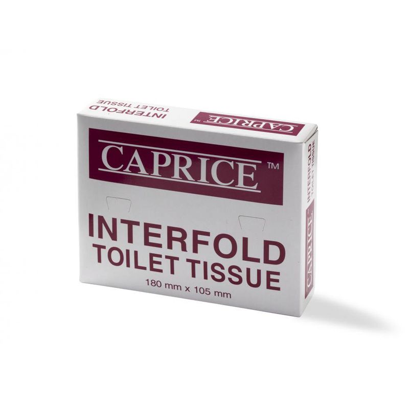 Interfold Toilet Paper Tissues (Small White Cardboard Boxes Suit) - Box of 100 Individual Packs