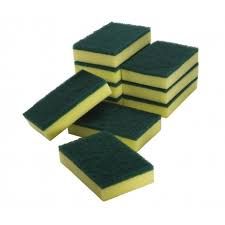 Scourers Sponge Green and Yellow 150mm x 100mm x 35mm - Packet of 10