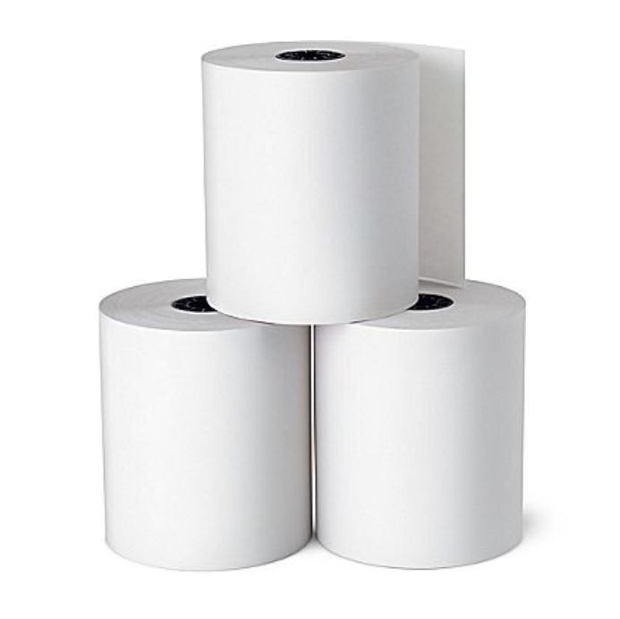 Cash Register Roll White Bond Plain Paper 76mm x 76mm 1 PLY - Box of 50