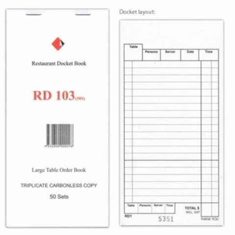 Triplicate Carbonless Copy Docket Books 3PLY 50 Sheet - EACH=1 / BOX=100