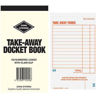 Large Restaurant 100 Page Docket Books Single Sheet - EACH=1 / BOX=100