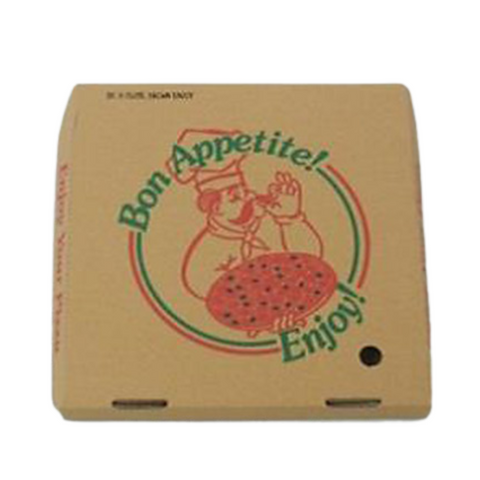 Flat Printed Brown Cardboard Pizza Box 9" / 23cm - Packet of 50