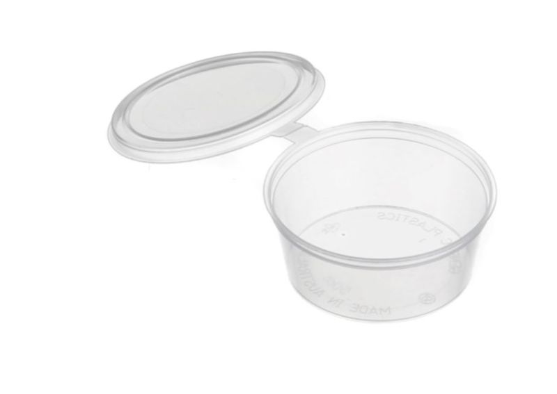 Sauce Containers 50ml with Attached Hinged Lids - SLEEVE=50 / BOX=1,000