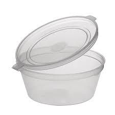 40mL Round Plastic Takeaway Sauce Container With Hinged Flat