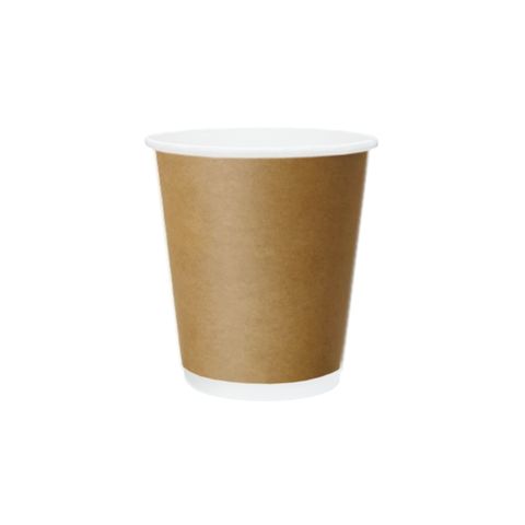 Truly Eco 8oz / 240ml KRAFT DOUBLE WALL Coffee Cups 90mm Diameter, Home Compostable, Aqueous Coated - SLEEVE=25 / BOX=500