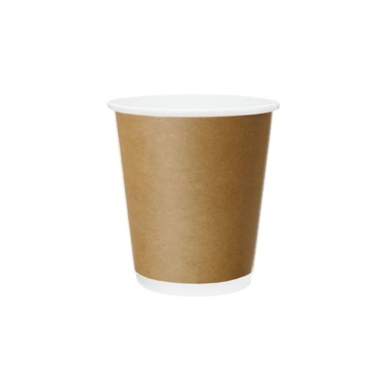 Truly Eco 8oz / 240ml KRAFT DOUBLE WALL Coffee Cups 90mm Diameter, Home Compostable, Aqueous Coated - SLEEVE=25 / BOX=500