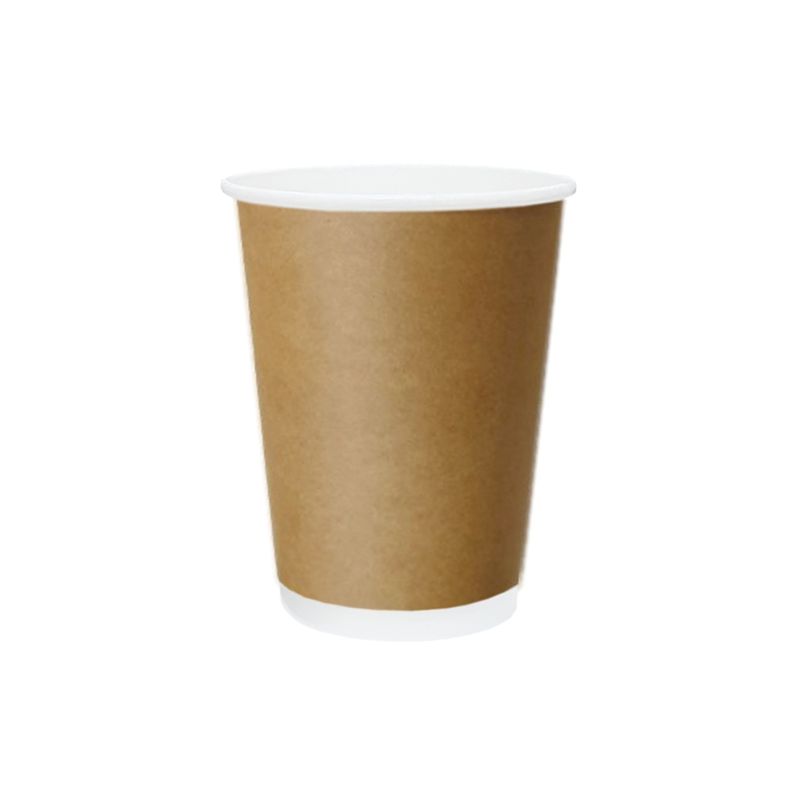 Truly Eco 12oz / 360ml KRAFT DOUBLE WALL Coffee Cups 90mm Diameter, Home Compostable, Aqueous Coated - SLEEVE=25 / BOX=500